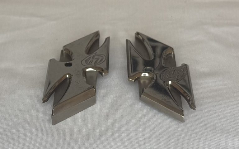 Hybrid Iron Cross Eye Covers For Gen-1/2 Bob Long Intimidators In Chrome