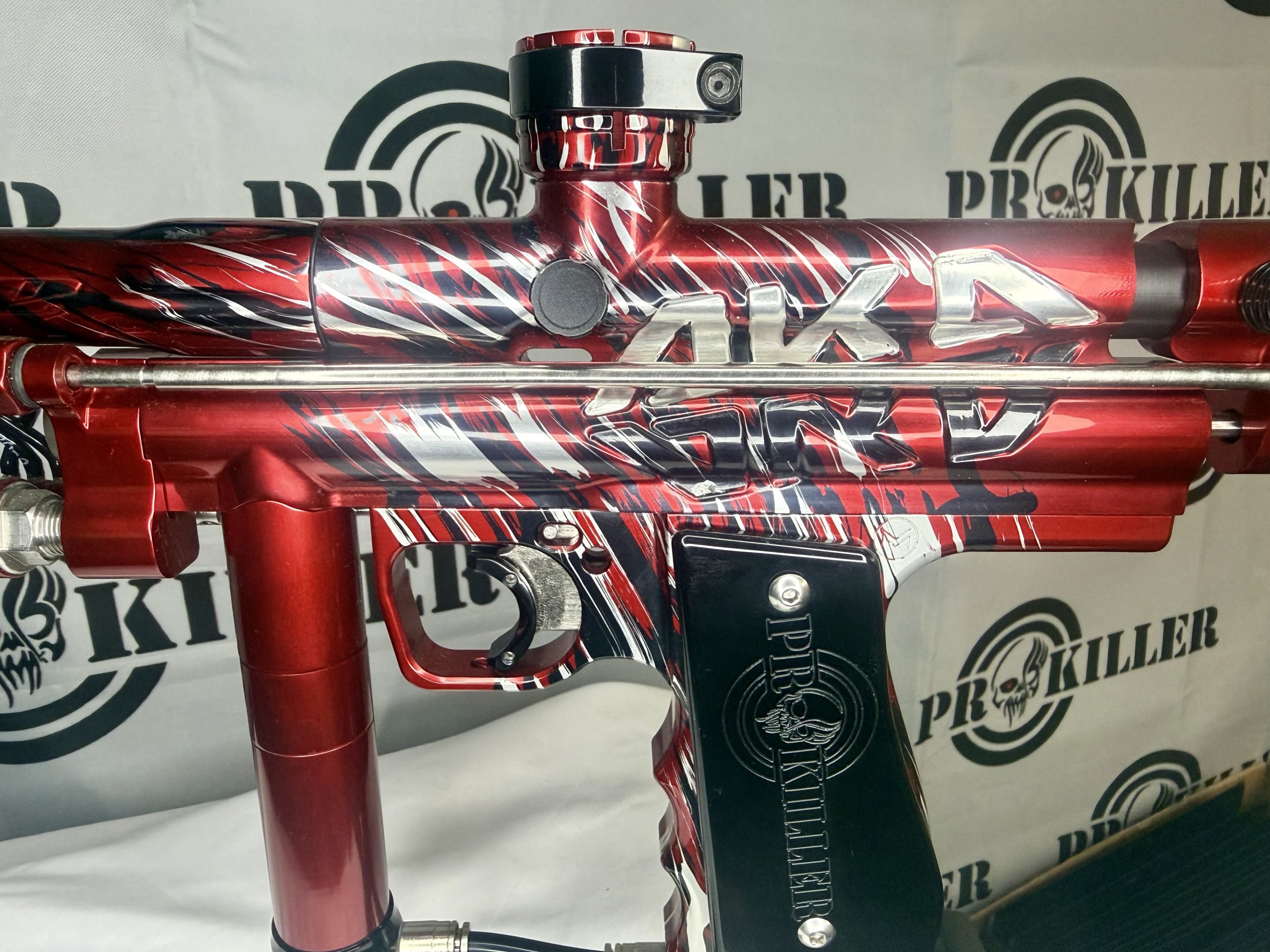 RJ Custom AKA Merlin Autococker In High Gloss Red-Black-Silver Brush *HIGH END* - Image 6