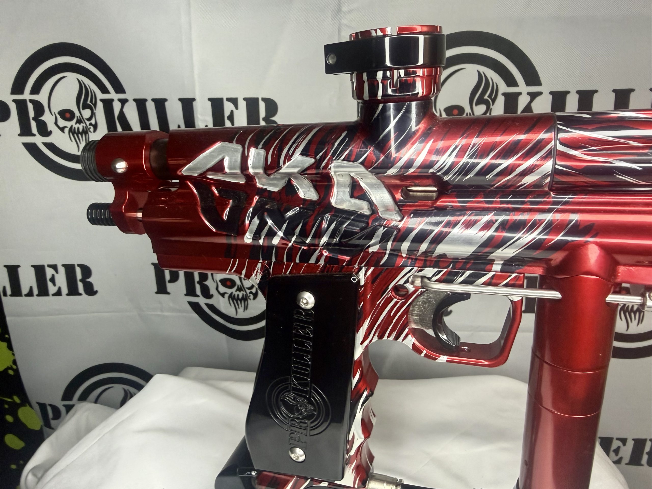 RJ Custom AKA Merlin Autococker In High Gloss Red-Black-Silver Brush *HIGH END* - Image 3